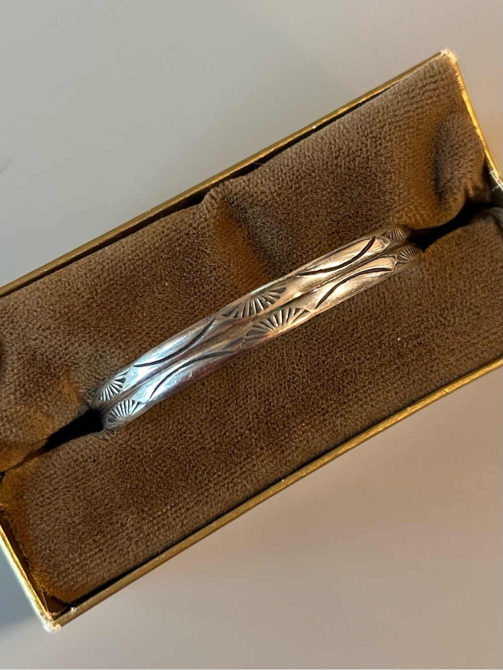 Beautiful small native style stamped sterling silver cuff bracelet